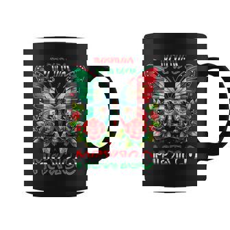 Viva Mexico Mexican Flag Butterfly Roses Independence Day Coffee Mug | Mazezy