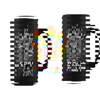We Are All Human レインボー Lgbt Lgbtq トランスジェンダー ハンドフラワー コーヒーマグ - Kawaiitshirt