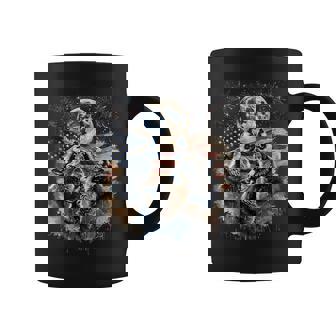 Wolf 4Th Of July Howling Wolves Under Moon American Flag Coffee Mug - Thegiftio