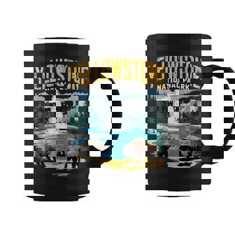 Yellowstone Us National Park Wolf Bison Bear Vintage Coffee Mug - Monsterry