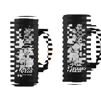 アイ・ラブ・マルチーズ・ドッグ・オーナー・ファニー・ポー・プリント・サンフラワー・ラバー コーヒーマグ - Kawaiitshirt