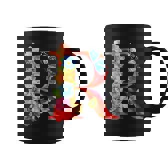 イニシャル R アルファベット バタフライ ローズ 花 水彩 モノグラム コーヒーマグ - Kawaiitshirt