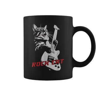 エレキギターを弾くロックキャット 面白い猫ニャーパロディショー コーヒーマグ - Kawaiitshirt