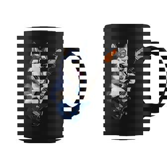 エレキギターを弾く面白いシベリアンハスキー犬ミュージシャン コーヒーマグ - Kawaiitshirt