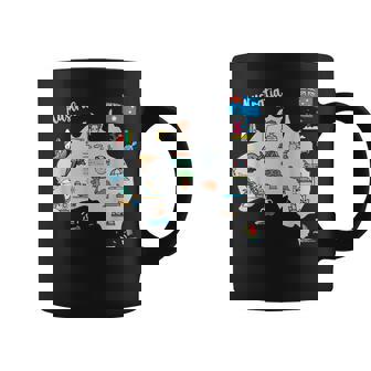 オーストラリアの地図。風景、動物、文化、シンボルのアイコン コーヒーマグ - Kawaiitshirt