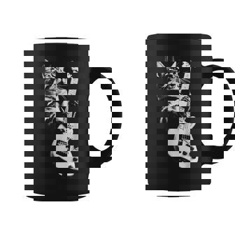 ギターを弾くロック猫 面白いギター猫 コーヒーマグ - Kawaiitshirt