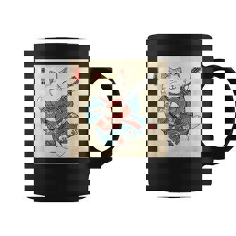 ギター奏でる猫 着物姿 ヴィンテージ 日本美術 面白い コーヒーマグ - Kawaiitshirt