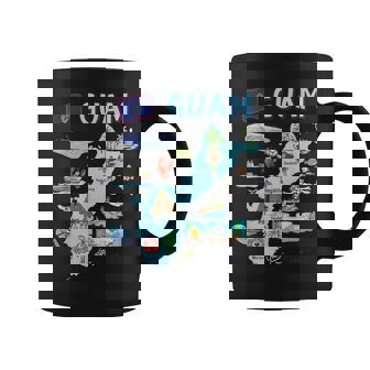 グアム、主要都市、旗、アメリカの観光名所地図 コーヒーマグ - Kawaiitshirt