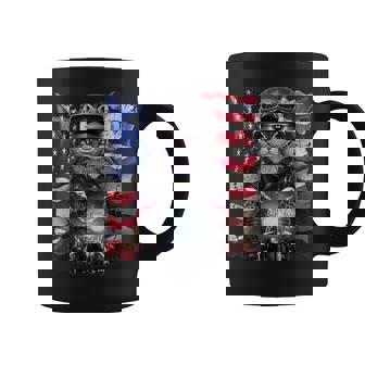 グレー 猫 ねこ バイク 星条旗 アメリカ コーヒーマグ - Kawaiitshirt