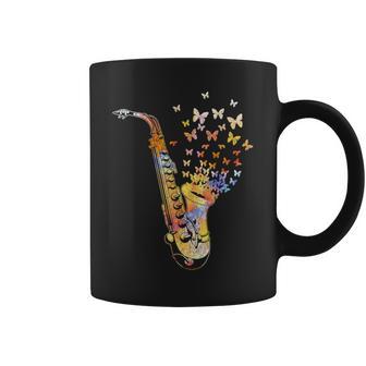 サクソフォニスト コロラド 蝶 音符 ジャズサックス コーヒーマグ - Kawaiitshirt