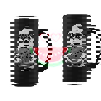 スイカを食べるかわいい幽霊 サマーウィーン ハロウィンコスチューム コーヒーマグ - Kawaiitshirt