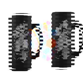 スタイリッシュ ティール オレンジ 六角形 モダン シェイプ マニア コーヒーマグ - Kawaiitshirt