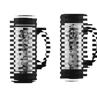 セクシーガールグラフィックtシャツ セクシーブルネットブーティーガール 3インチ B&W コーヒーマグ - Kawaiitshirt