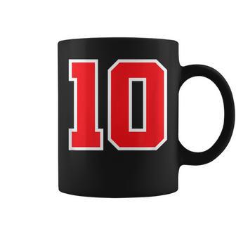 ナンバー10 スポーツジャージ 誕生日 年齢 ラッキーナンバー レッド ホワイト コーヒーマグ - Kawaiitshirt
