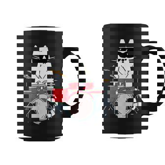 ネコとドラム 猫とサングラス ネコ好き 猫飼い 愛猫家 ドラム ドラムセット バンド ジャズ音楽 ねこ ネコ 猫 コーヒーマグ - Kawaiitshirt