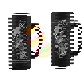 ハンバーガー 解剖図 面白いtシャツ ファストフード メンズ おもしろ グッズ 面白い 服 オリジナル ネタ 食べ物 コーヒーマグ - Kawaiitshirt