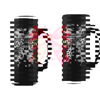 ハート付きピンクヒョウ柄リボン。 コーヒーマグ - Kawaiitshirt