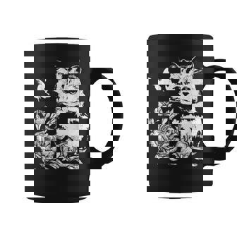 バラと蝶の猫、花柄 コーヒーマグ - Kawaiitshirt