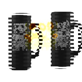 ヒマワリ 野花 ヴィンテージ ボタニカル 植物 ガーデニング コーヒーマグ - Kawaiitshirt