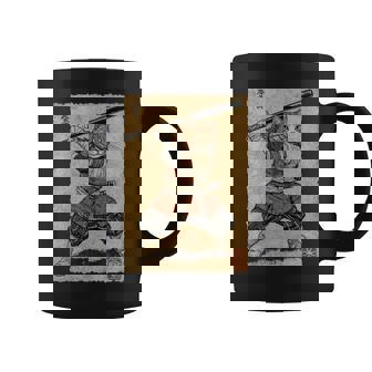 ビンテージアニメ 日本美術 野球選手の侍猫 長袖tシャツ コーヒーマグ - Kawaiitshirt