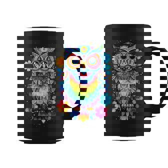 フクロウと花 カラフルなアートワーク フクロウの恋人 コーヒーマグ - Kawaiitshirt