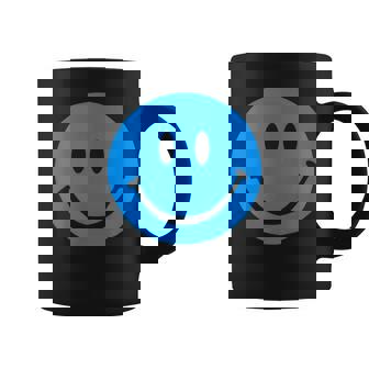 ブルースマイリーフェイス レトロブルーハッピーフェイス コーヒーマグ - Kawaiitshirt