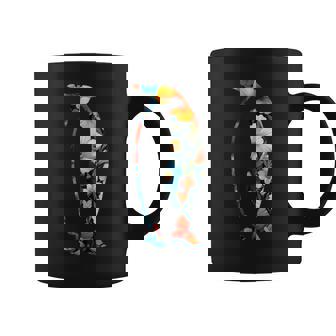 ボタニカルフラワーのシルエット 花柄 ペンギン コーヒーマグ - Kawaiitshirt