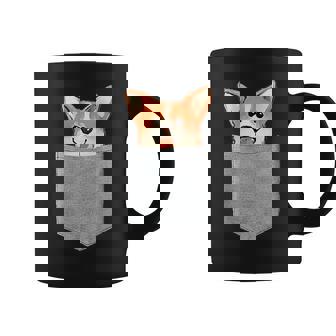 ポケットから覗く可愛いコーギーのデザイン コーヒーマグ - Kawaiitshirt