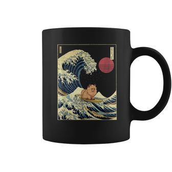ポメラニアン 日本の神奈川波 おもしろサーフドッグ コーヒーマグ - Kawaiitshirt