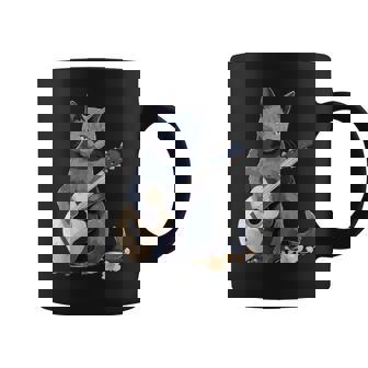 ミュージシャン ロシアンブルー猫 ギタリスト 猫とギター コーヒーマグ - Kawaiitshirt