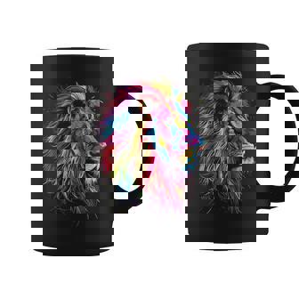 ライオンアート 抽象 カラフル 動物 グラフィック ライオン コーヒーマグ - Kawaiitshirt