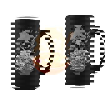 ラーメンたぬき タヌキ おもしろ ユニーク 動物 アニマル 狸 漢字 麺 グラフィック イラスト アニメ コーヒーマグ - Kawaiitshirt