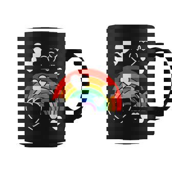 レインボーカラー ホワイト ハート ハート 雨 虹 旗 コーヒーマグ - Kawaiitshirt