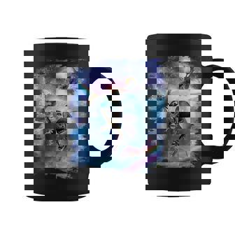 レインボーギャラクシー 宇宙に乗るサメに乗る猫 コーヒーマグ - Kawaiitshirt