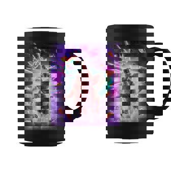 レーザーアイズスペースキャットライディングナマケモノ、ラマ-レインボー コーヒーマグ - Kawaiitshirt