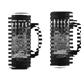 ヴィンテージ ピッツバーグ スカイライン ドローイング バーグ スチール シティ ブリッジ コーヒーマグ - Kawaiitshirt