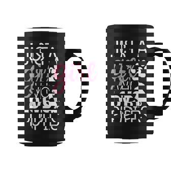 子犬 女の子 犬好き キュート ピンク 足跡プリント デザイン コーヒーマグ - Kawaiitshirt