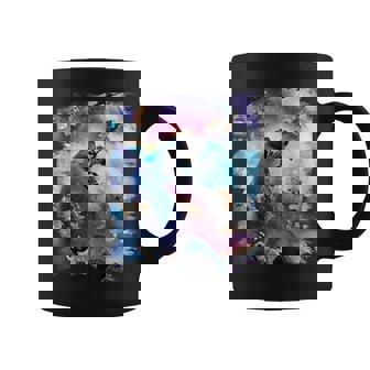 宇宙猫 乗馬サメ ギャラクシー レインボーキャット オンシャークス コーヒーマグ - Kawaiitshirt