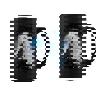 宇宙空間 オオカミ 月に遠吠えするオオカミ コーヒーマグ - Kawaiitshirt