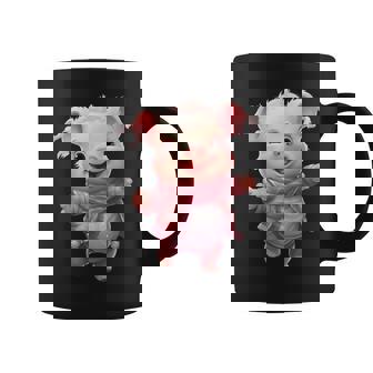 帽子とスカーフを着た豚のクリスマスプレゼント コーヒーマグ - Kawaiitshirt