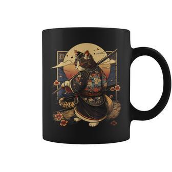 日本の芸術 猫 忍者 浮世絵 アニメスタイル サムライキャット コーヒーマグ - Kawaiitshirt