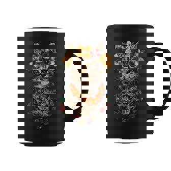 猫 ハワイアン 花 フラ ハイビスカス 面白い かわいい ハワイ コーヒーマグ - Kawaiitshirt