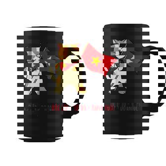 猫 ベトナム国旗 キティ おもしろギフト ブラック コーヒーマグ - Kawaiitshirt