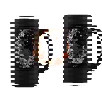 猫 月 花柄 グラフィック コーヒーマグ - Kawaiitshirt