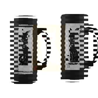 猫 鬼 ハロウィン 日本 ミニマリスト 墨絵 浮世絵風 コーヒーマグ - Kawaiitshirt