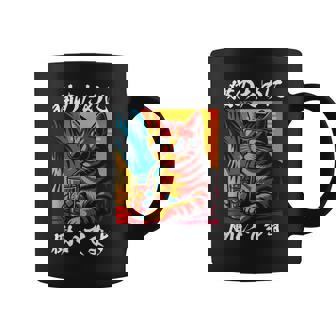 猫のために働いています レトロビーチスタイル猫 面白い コーヒーマグ - Kawaiitshirt