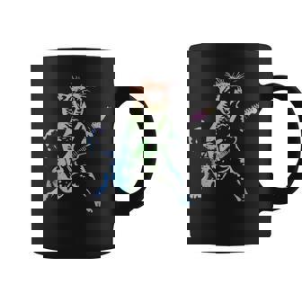 虹色グラデーションの猫のギターデザイン コーヒーマグ - Kawaiitshirt