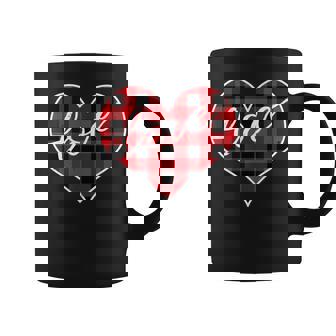 赤黒チェックハート「Love」 コーヒーマグ - Kawaiitshirt
