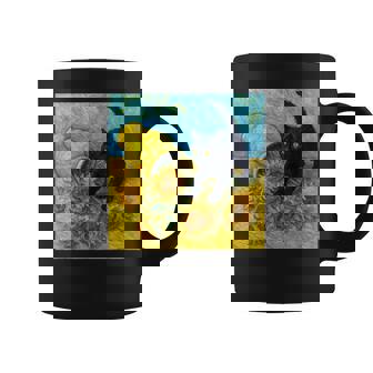 面白いゴッホのひまわり、猫のミーム、黒猫のアート。 コーヒーマグ - Kawaiitshirt