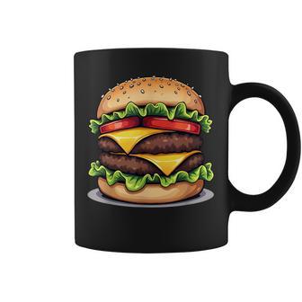 面白いチーズバーガーハンバーガーデザイン キッズ 男女兼用 コーヒーマグ - Kawaiitshirt